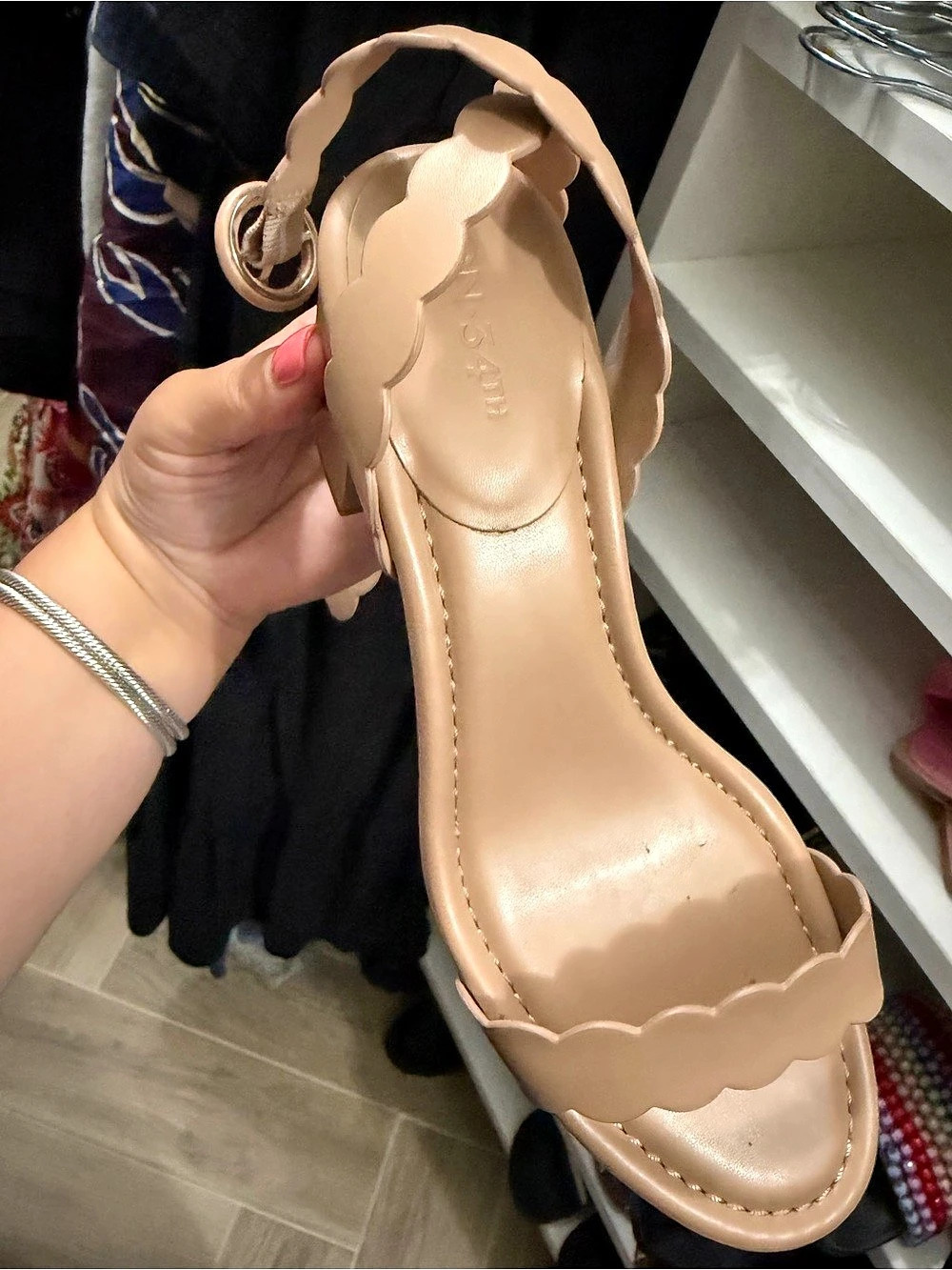 On 34th Patina Scalloped Block Heel Sandals Brown